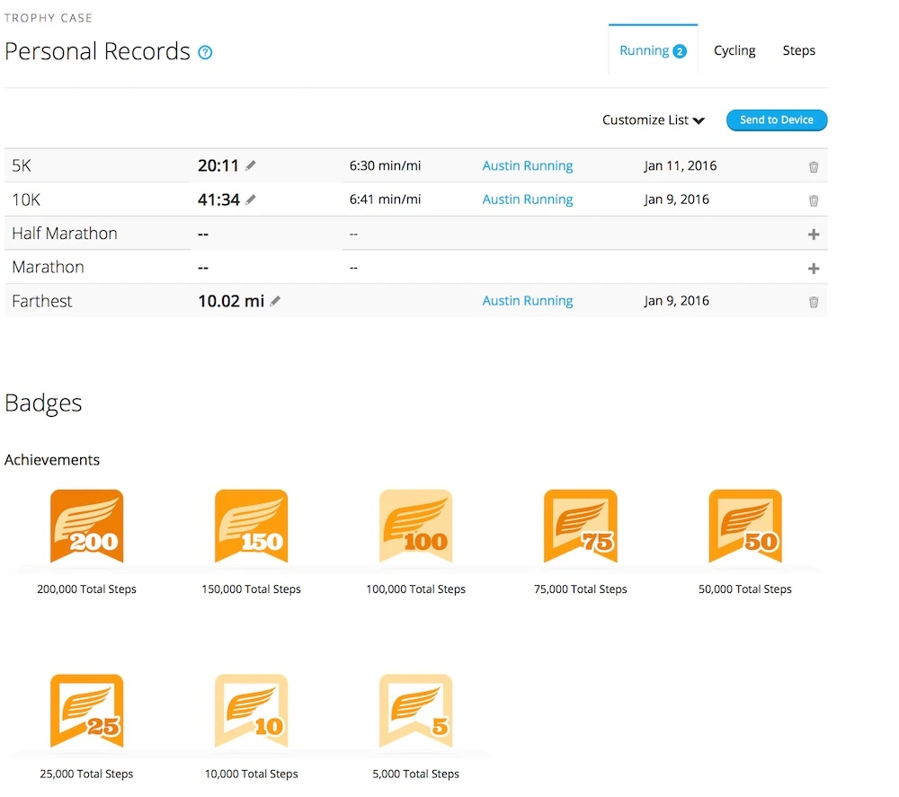 Garmin Personal Records