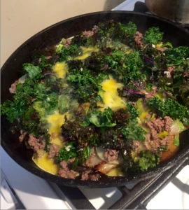 kale potato and eggs