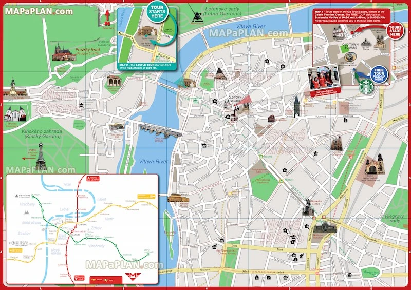 Prague top tourist attractions printable map