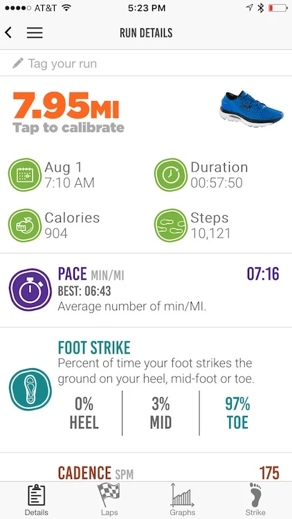 MilestonePod Run Details Screen